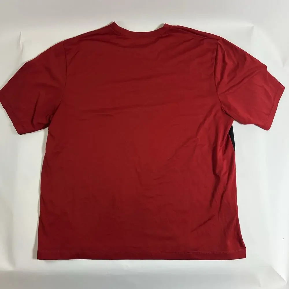 Jockey Men's XL Red/Black Colorblock Crew Neck Breathable‎ Polyester T-Shirt